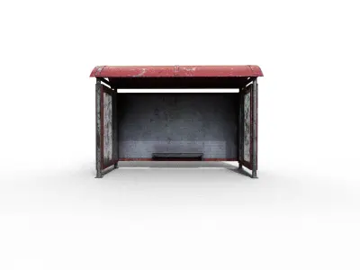 Old modern bus stop Terror Low-poly 3D model