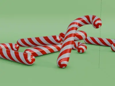 Candy Cane 3D Model 3D model