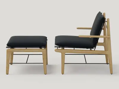 DWR Finn lounge chair and  Finn ottoman 3D model