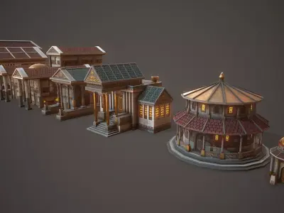 Temple Pack Low-poly 3D model