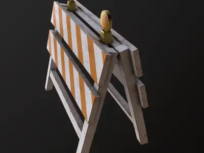 Construction Barrier - PBR Game Ready Low-poly 3D model