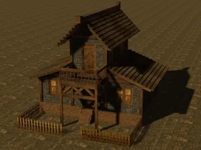 Medieval house ten 16 Low-poly 3D model