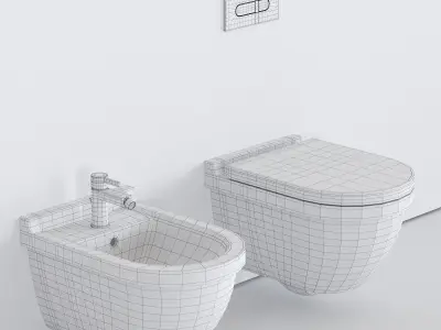 Duravit Starck 3 Wall-hung WC Low-poly 3D model