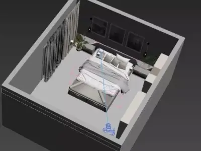 White Brick Bedroom 3d Scene 3D model