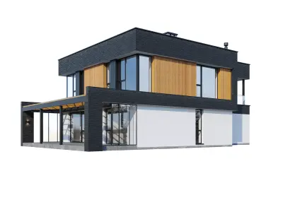Modern house Brickstone with BLENDER file 3D model
