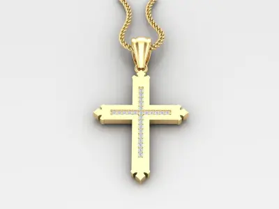 High Cross Pendant Light Gold 18K 4CP046 3D print model