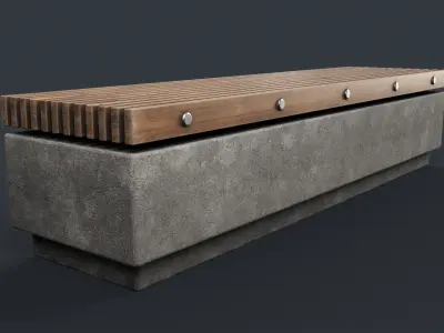 Modern Outdoor Bench 33 PBR Game Ready Low-poly 3D model