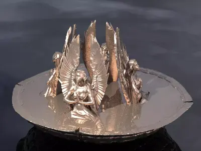 Gold Brushed preying base 3D model