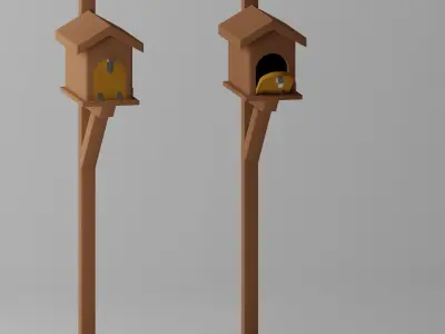 Wooden Mailbox Low-poly 3D model