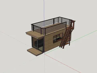 Small House Container Sketchup file with Lumion file Low-poly 3D model