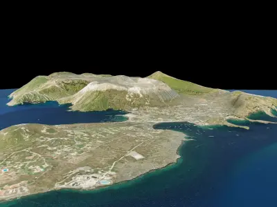 Vulcano Island full 3d model terrain Low-poly 3D model