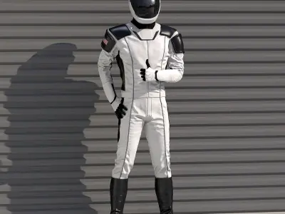 Futuristic Astronaut Space Suit Rigged for Cinema 4D 3D model