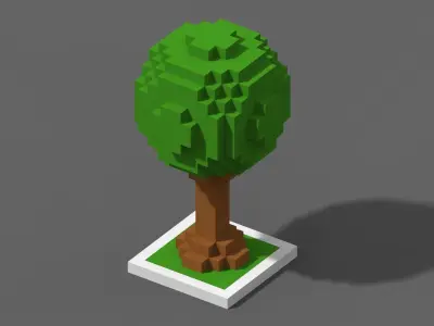 Tree Voxel - 1 Low-poly 3D model