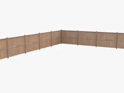 Modular Wooden Fence Low-poly 3D model