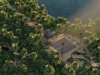 low poly palm trees for forest or exterior  Low-poly 3D model