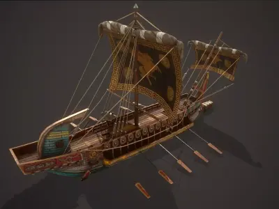 Ancient Ship Trireme 01 Low-poly 3D model
