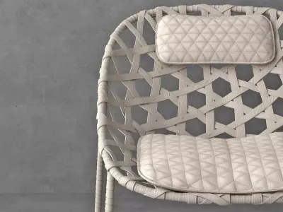 Coracle rattan lounge chair 3D model