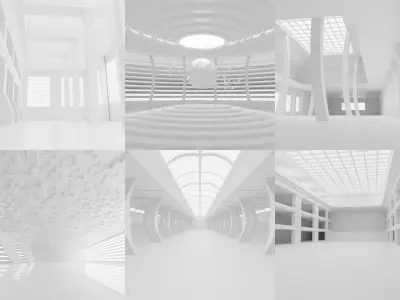 Concept space interior empty rooms 3D Model Pack