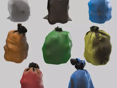 Garbage dusty bags multi color 3D model