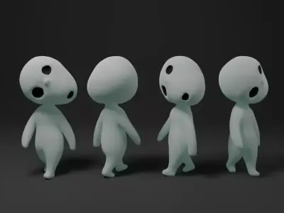 Kodama 3 figurine with eyes 3D print model