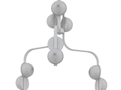 Script gold chandelier with balls hanging from it 3D model