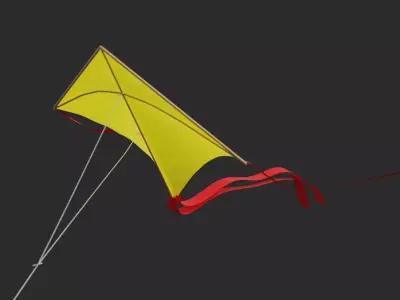 Animated Kite Model with String Looping 360-Frame Animation 3D model