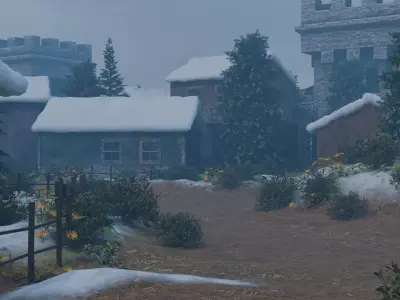 Winter Castle Town 3D model