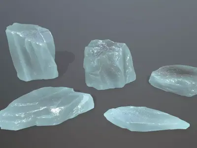 Ice Set rock Low-poly 3D model