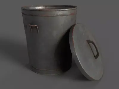 low poly trash can Low-poly 3D model