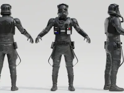Star Wars- First Order Tie PIlot Game Ready Rigged Low-poly 3D model