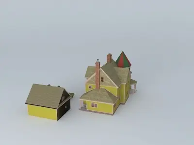 House and Garage Free 3D model