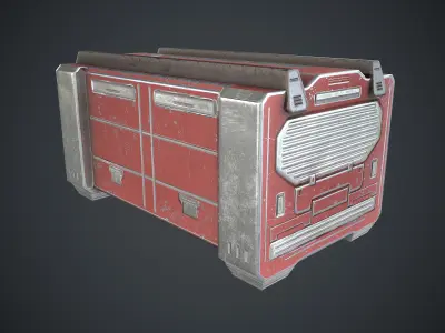 Sci-Fi Box Props Red Low-poly 3D model