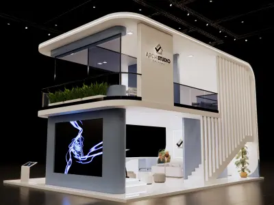 Double decker booth 8m x 10 m 3D Model 3D model