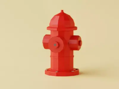 Low-Poly Fire Hydrant Game Asset Low-poly 3D model
