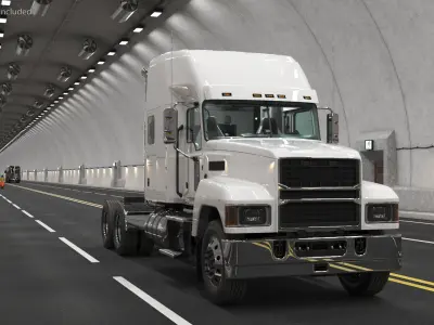  2025 Semi Truck White Rigged for Cinema 4D 