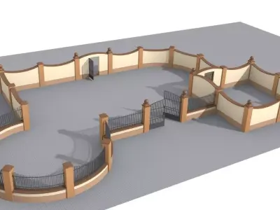 Modular fences building set 3D model