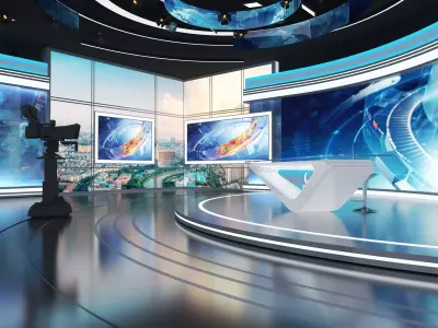 Virtual Broadcast Studio Low-poly 3D model