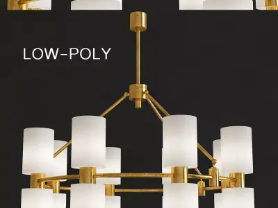 Frosted Ribbed Glass Shades Mounted Chandelier low poly 3d model Low-poly 3D model