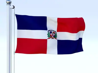 Animated Dominican Republic Flag Low-poly 3D model