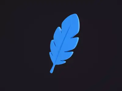 Stylized Blue Feather 3D model