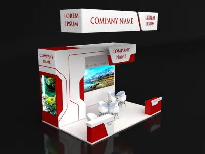 Booth Exhibition Stand Stall 6X4m Height 400 cm 3 Side Open 3D model