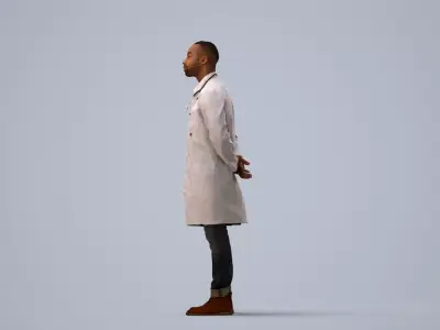 00184Terrell007 - Adult Black male waiting in architectural 3D model