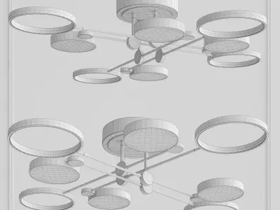 Rod-Mounted LED Chandelier 3D model