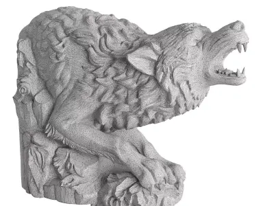 wolf statue 3 3D model