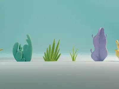 Stylized tree pack Low-poly 3D model