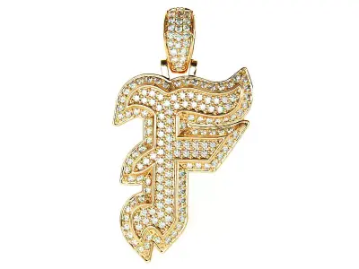 Tattoo fonts F alphabet pendent 3D print model
