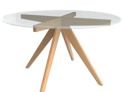 120cm Anders Round Glass-Top Dining Table Low-poly 3D model