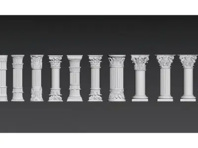European-style plaster column 3D model