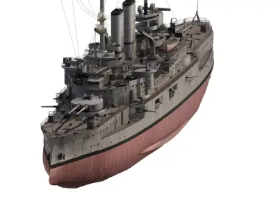 IMPERIAL GERMAN NAVY WW1 BATTLESHIP 1900S 3D model