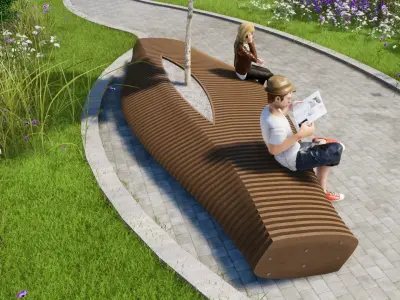 PARAMETRIC BENCH Low-poly 3D model